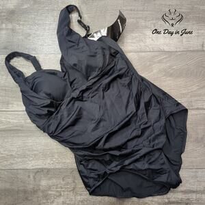 Trimshaper Plus Size Cross Front One Piece Swimsuit Size 18W